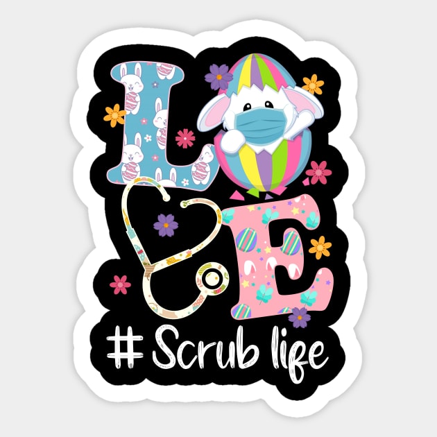 Stethoscope Scrub Life Nurse Bunny Easter Day Outfits Sticker by webster